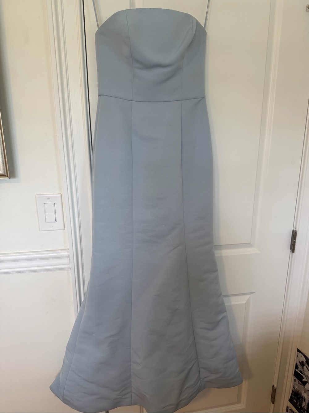 Amsale Strapless Pale Blue Mermaid Gown